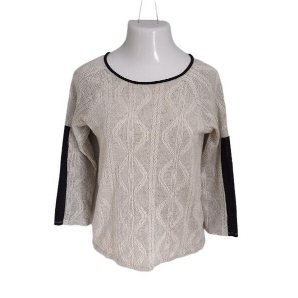 Monteau Los Angeles Womens White Long Sleeve Knit Top Medium